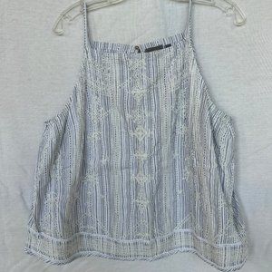 Anthropologie Vanessa Virginia Stripe and Embroidered Halter Top